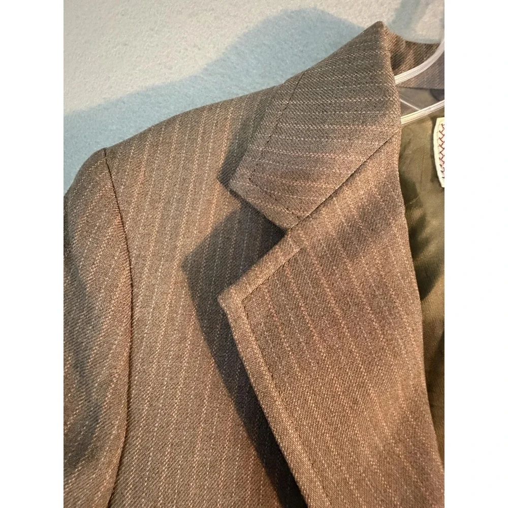 Buddy Suit Mens 32 Brown Stripe 2 Piece Jacket Vest Tailored USA Formal Business